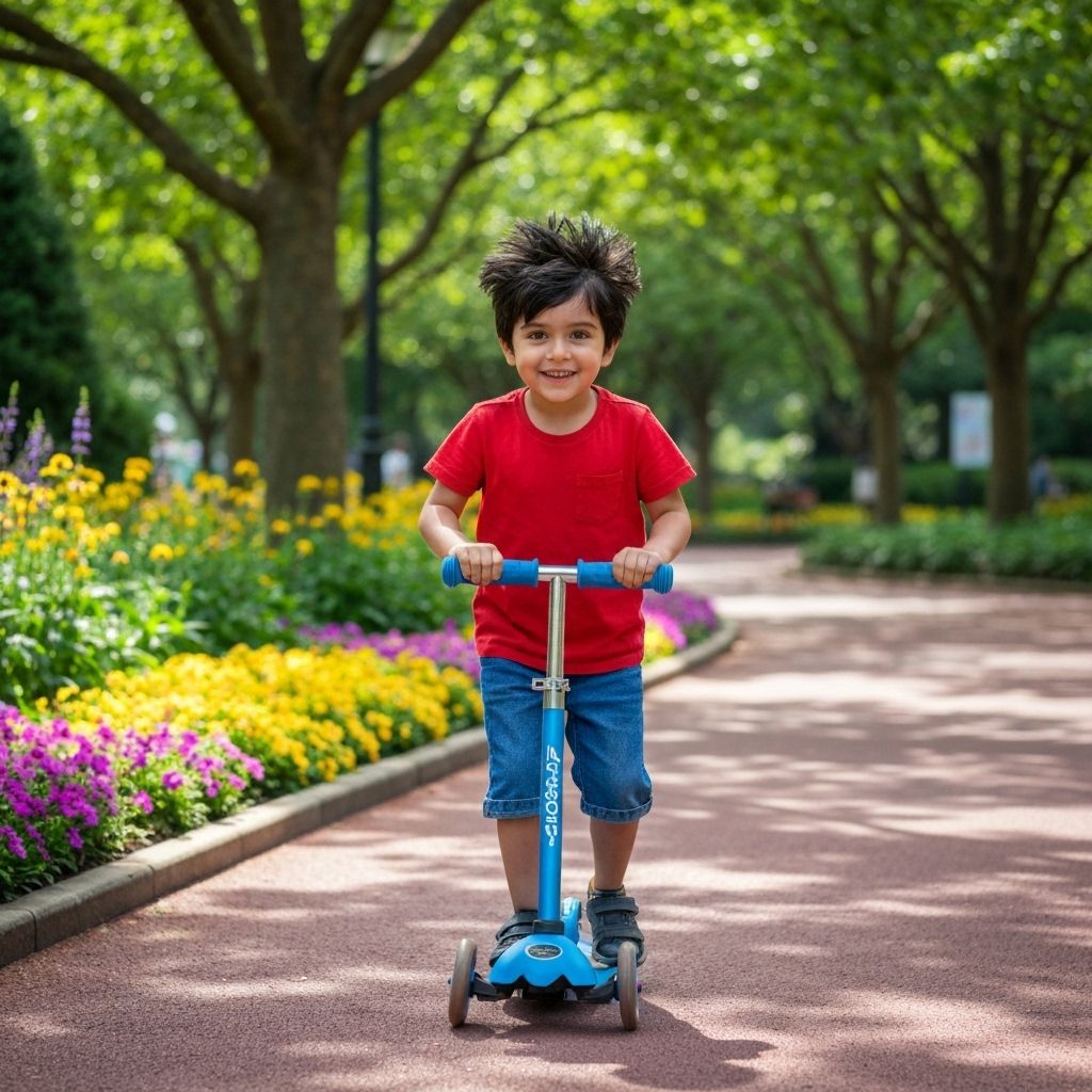 AI generated photo of boy on scooter